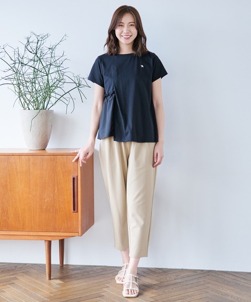 Arnold Palmer（アーノルドパーマー）の「アシメ ドッキングギャザー Tシャツ（Tシャツ/カットソー・レディース・スカイブルー/ブラック/ホワイト・L/M/S）」の8枚目の写真