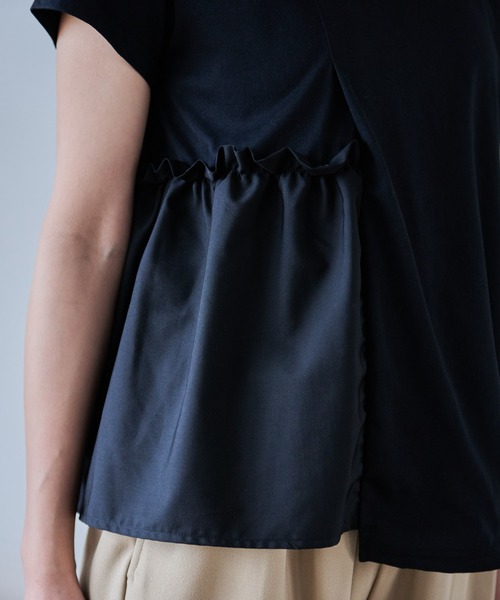 Arnold Palmer（アーノルドパーマー）の「アシメ ドッキングギャザー Tシャツ（Tシャツ/カットソー・レディース・スカイブルー/ブラック/ホワイト・L/M/S）」の7枚目の写真