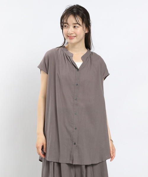 GLOBAL WORK Smile Seed Store（グローバルワーク スマイルシードストア）の「コットンボイルブラウスフレンチスリーブ/176112（シャツ/ブラウス・レディース・ブルー系その他/ブラック/チャコール/アイボリー・MEDIUM/LARGE/SMALL/X-LARGE）」の3枚目の写真