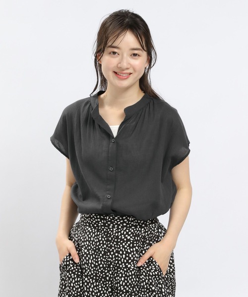 GLOBAL WORK Smile Seed Store（グローバルワーク スマイルシードストア）の「コットンボイルブラウスフレンチスリーブ/176112（シャツ/ブラウス・レディース・ブルー系その他/ブラック/チャコール/アイボリー・MEDIUM/LARGE/SMALL/X-LARGE）」の2枚目の写真