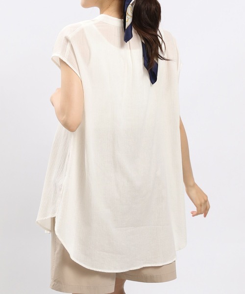 GLOBAL WORK Smile Seed Store（グローバルワーク スマイルシードストア）の「コットンボイルブラウスフレンチスリーブ/176112（シャツ/ブラウス・レディース・ブルー系その他/ブラック/チャコール/アイボリー・MEDIUM/LARGE/SMALL/X-LARGE）」の8枚目の写真