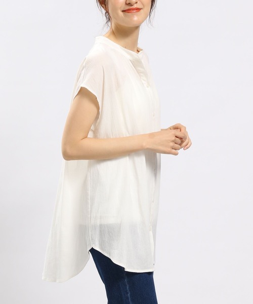 GLOBAL WORK Smile Seed Store（グローバルワーク スマイルシードストア）の「コットンボイルブラウスフレンチスリーブ/176112（シャツ/ブラウス・レディース・ブルー系その他/ブラック/チャコール/アイボリー・MEDIUM/LARGE/SMALL/X-LARGE）」の15枚目の写真