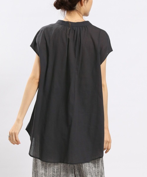 GLOBAL WORK Smile Seed Store（グローバルワーク スマイルシードストア）の「コットンボイルブラウスフレンチスリーブ/176112（シャツ/ブラウス・レディース・ブルー系その他/ブラック/チャコール/アイボリー・MEDIUM/LARGE/SMALL/X-LARGE）」の19枚目の写真
