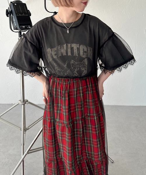 apres jour mignon(アプレジュールミニョン)の「チュールシアー裾フリルワンピース【ZOZOTOWN限定アイテム】(ワンピース・レディース・アイボリー/ブラック・SMALL/MEDIUM/X-LARGE)」の9枚目の写真