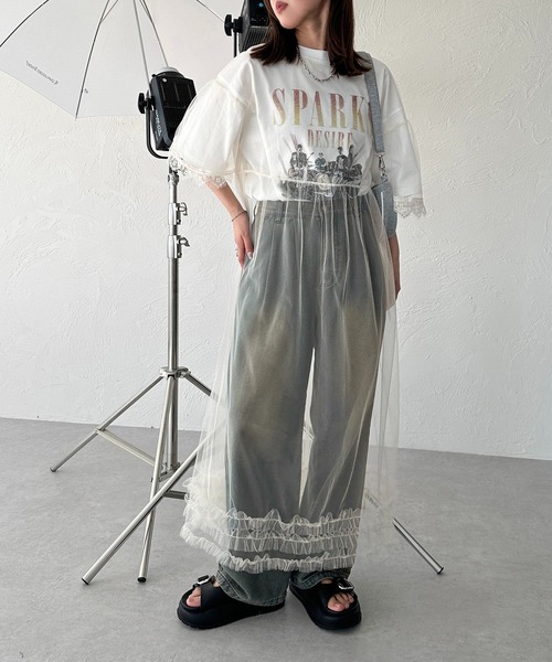 apres jour mignon(アプレジュールミニョン)の「チュールシアー裾フリルワンピース【ZOZOTOWN限定アイテム】(ワンピース・レディース・アイボリー/ブラック・SMALL/MEDIUM/X-LARGE)」の5枚目の写真