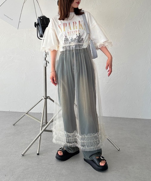 apres jour mignon(アプレジュールミニョン)の「チュールシアー裾フリルワンピース【ZOZOTOWN限定アイテム】(ワンピース・レディース・アイボリー/ブラック・SMALL/MEDIUM/X-LARGE)」の6枚目の写真
