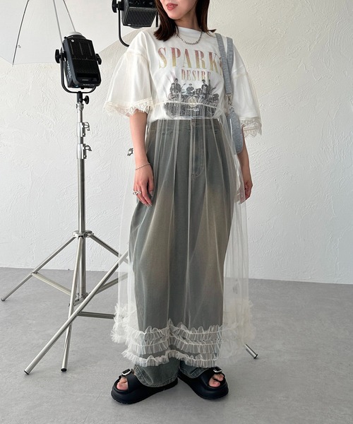 apres jour mignon(アプレジュールミニョン)の「チュールシアー裾フリルワンピース【ZOZOTOWN限定アイテム】(ワンピース・レディース・アイボリー/ブラック・SMALL/MEDIUM/X-LARGE)」の7枚目の写真