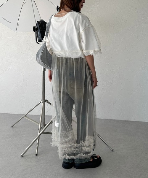 apres jour mignon(アプレジュールミニョン)の「チュールシアー裾フリルワンピース【ZOZOTOWN限定アイテム】(ワンピース・レディース・アイボリー/ブラック・SMALL/MEDIUM/X-LARGE)」の8枚目の写真