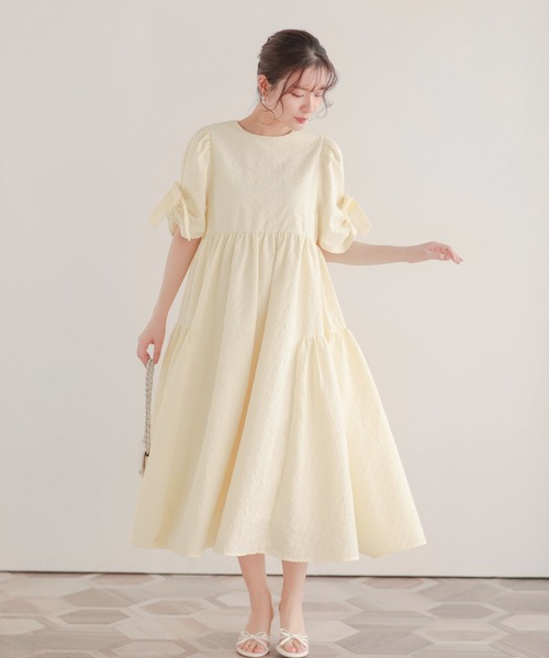 Fit more 袖リボンジャガードワンピース ZOZO限定カラー】袖リボンジャガードワンピース（ワンピース