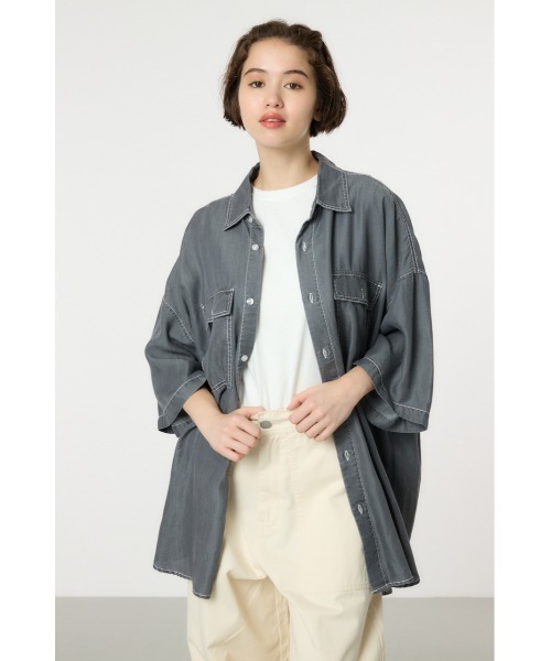 RODEO CROWNS WIDE BOWL(ロデオクラウンズワイドボウル)の「Supple DENIM LOOSE シャツ(シャツ/ブラウス・レディース・ブルー/ブラック・FREE)」の21枚目の写真