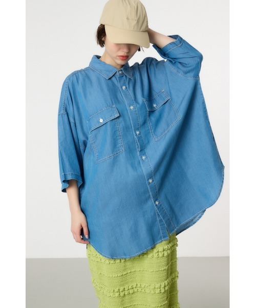 RODEO CROWNS WIDE BOWL(ロデオクラウンズワイドボウル)の「Supple DENIM LOOSE シャツ(シャツ/ブラウス・レディース・ブルー/ブラック・FREE)」の15枚目の写真