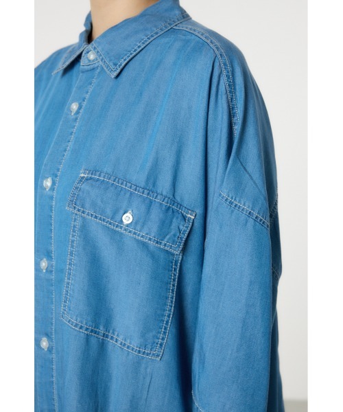 RODEO CROWNS WIDE BOWL(ロデオクラウンズワイドボウル)の「Supple DENIM LOOSE シャツ(シャツ/ブラウス・レディース・ブルー/ブラック・FREE)」の7枚目の写真