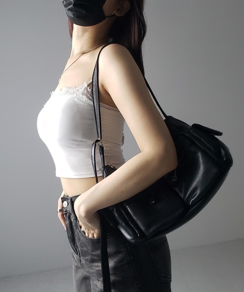 me+em select(ミームセレクト)の「※※【 カップ付き 】レーススクエアショートキャミソール / lace square short camisole(キャミソール・レディース・ブラック/グレー/ホワイト・FREE)」の11枚目の写真
