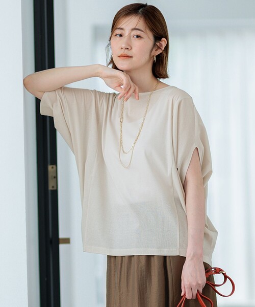 23区 S（ニジュウサンクチイサイサイズ）の「【洗える】シアーTEE（Tシャツ/カットソー・レディース・ネイビー系/スモーキーグリーン系/ライラック系/ベージュ系・32）」の2枚目の写真