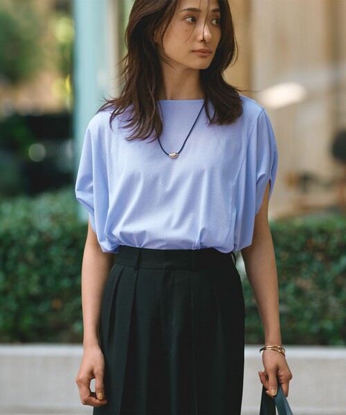 23区 S（ニジュウサンクチイサイサイズ）の「【洗える】シアーTEE（Tシャツ/カットソー・レディース・ネイビー系/スモーキーグリーン系/ライラック系/ベージュ系・32）」の4枚目の写真