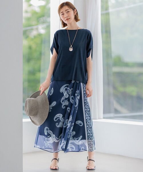 23区 S（ニジュウサンクチイサイサイズ）の「【洗える】シアーTEE（Tシャツ/カットソー・レディース・ネイビー系/スモーキーグリーン系/ライラック系/ベージュ系・32）」の21枚目の写真