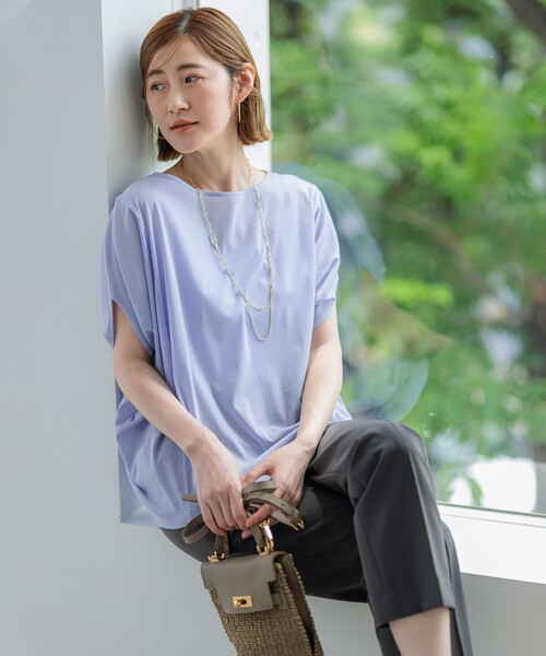 23区 S（ニジュウサンクチイサイサイズ）の「【洗える】シアーTEE（Tシャツ/カットソー・レディース・ネイビー系/スモーキーグリーン系/ライラック系/ベージュ系・32）」の8枚目の写真