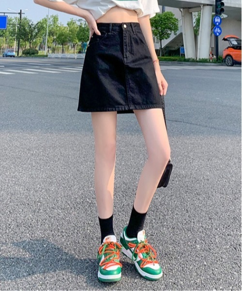 Teem Store（チームストア）の「台形デニムミニスカート（スカート・レディース・グレー/ブラック・L/M/S）」の4枚目の写真