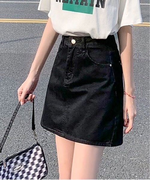 Teem Store（チームストア）の「台形デニムミニスカート（スカート・レディース・グレー/ブラック・L/M/S）」の13枚目の写真