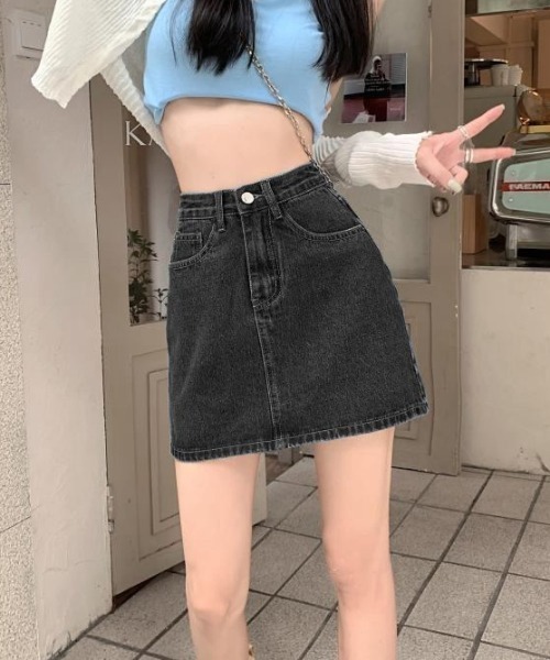 Teem Store（チームストア）の「台形デニムミニスカート（スカート・レディース・グレー/ブラック・L/M/S）」の16枚目の写真