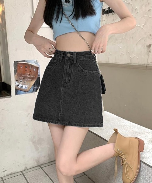 Teem Store（チームストア）の「台形デニムミニスカート（スカート・レディース・グレー/ブラック・L/M/S）」の17枚目の写真