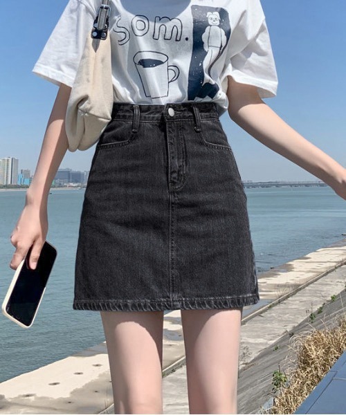 Teem Store（チームストア）の「台形デニムミニスカート（スカート・レディース・グレー/ブラック・L/M/S）」の19枚目の写真