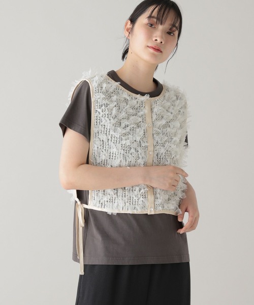 studio CLIP(スタディオクリップ)の「《natural by clip》Wフロントチュールジレ(ベスト・レディース・ブラック/グレー/アイボリー・FREE)」の1枚目の写真