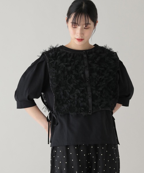 studio CLIP(スタディオクリップ)の「《natural by clip》Wフロントチュールジレ(ベスト・レディース・ブラック/グレー/アイボリー・FREE)」の2枚目の写真