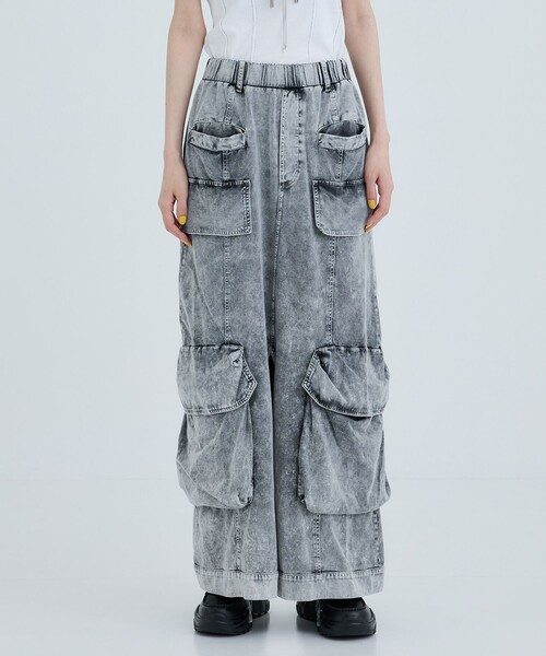 STUDIOUS(ステュディオス)の「【STUDIOUS/ステュディオス】ジャージ-カーゴスカート(スカート・レディース・ブラック/ライトグレー・FREE)」の6枚目の写真