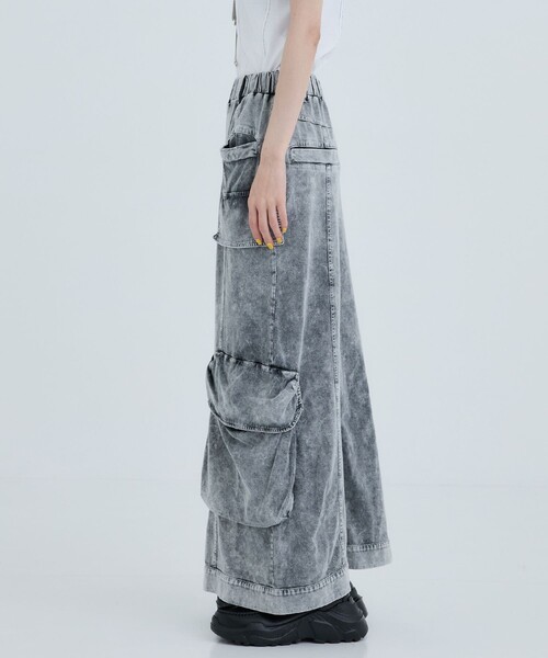 STUDIOUS(ステュディオス)の「【STUDIOUS/ステュディオス】ジャージ-カーゴスカート(スカート・レディース・ブラック/ライトグレー・FREE)」の7枚目の写真