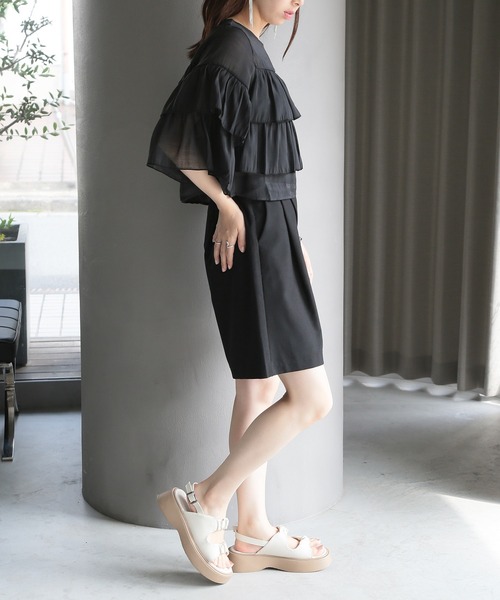 MAISON BREEZE（メゾンブリーズ）の「【MAISON BREEZE】シアーポプリンティアードクロップドブラウス XNN（シャツ/ブラウス・レディース・ライトブルー/ホワイト/ブラック・FREE）」の11枚目の写真