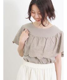 Samansa Mos2 | ヨークスカラップレースカットソー(Tシャツ/カットソー)