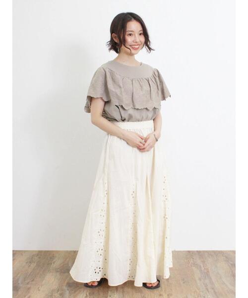 Samansa Mos2(サマンサ モスモス)の「ヨークスカラップレースカットソー(Tシャツ/カットソー・レディース・モカ/ブラック/オフホワイト・F)」の12枚目の写真