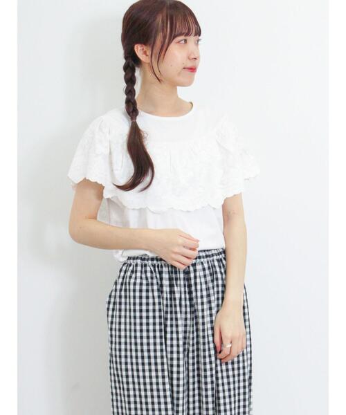 Samansa Mos2(サマンサ モスモス)の「ヨークスカラップレースカットソー(Tシャツ/カットソー・レディース・モカ/ブラック/オフホワイト・F)」の9枚目の写真