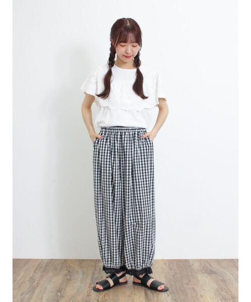 Samansa Mos2(サマンサ モスモス)の「ヨークスカラップレースカットソー(Tシャツ/カットソー・レディース・モカ/ブラック/オフホワイト・F)」の7枚目の写真