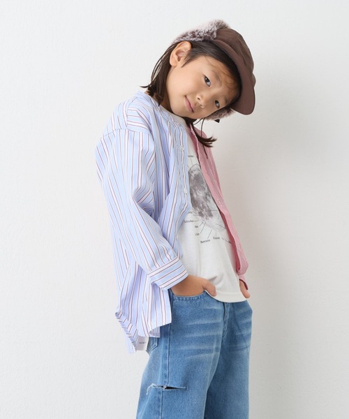 CIAOPANIC TYPY（チャオパニックティピー）の「【24AW新作】【KIDS】リメイク風アソートオーバーシャツ（シャツ/ブラウス・キッズ・レッド/ベージュ/ブルー・XX-LARGE/X-LARGE/LARGE/MEDIUM/SMALL）」の22枚目の写真