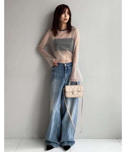 DRESSTERIOR(ドレステリア)の「ヴィンテージ加工ワイドデニムパンツ(デニムパンツ・レディース・ブルー/グレー・34/36/38/40)」の4枚目の写真