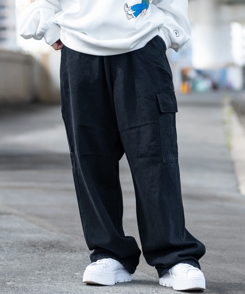 JOHN'S CLOSET(ジョンズクローゼット)の「【13】ONE SIZE イージーワークパンツ(デニムパンツ・メンズ・ダークブラック/ワンウォッシュ/サックスブルー/ホワイト/ブラック・FREE)」の1枚目の写真