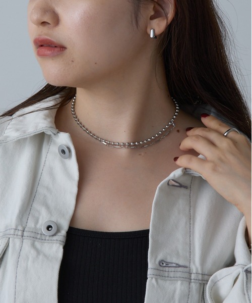 COLONY 2139（コロニートゥーワンスリーナイン）の「アシメボールチェーンネックレス（ネックレス・レディース・ゴールド/シルバー・FREE）」の2枚目の写真