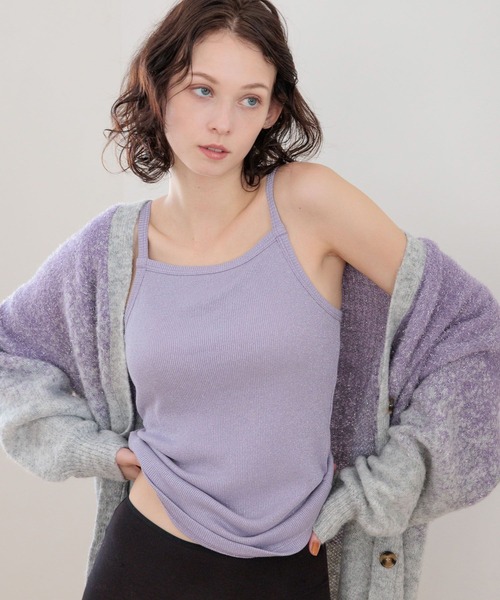 ♥️本日限定♥️BayBee 新品未使用 リラックスセットアップ トップスのみ セール】【bijorie】ラメ カップ付きリブスクエアキャミ／NEW