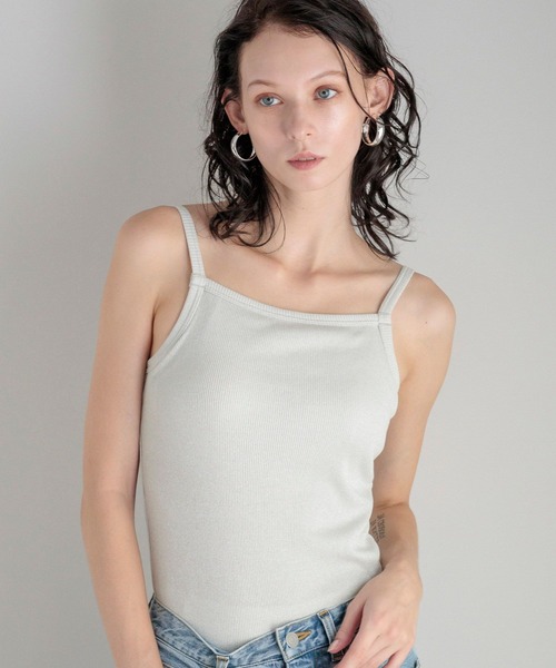 bijorie(ビジュリィ)の「【bijorie】ラメ カップ付きリブスクエアキャミ/NEW BASIC(インナーウェア/肌着・レディース・ブラック/オフホワイト/ラベンダー・MEDIUM/LARGE/LG)」の15枚目の写真