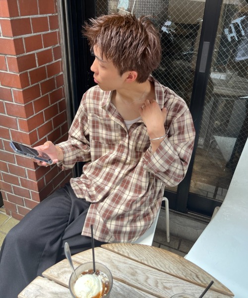 BROKEN BASE（ブロークンベース）の「チェックシャツ（シャツ/ブラウス・メンズ・チャコール/ブラウン・LARGE/MEDIUM）」の8枚目の写真