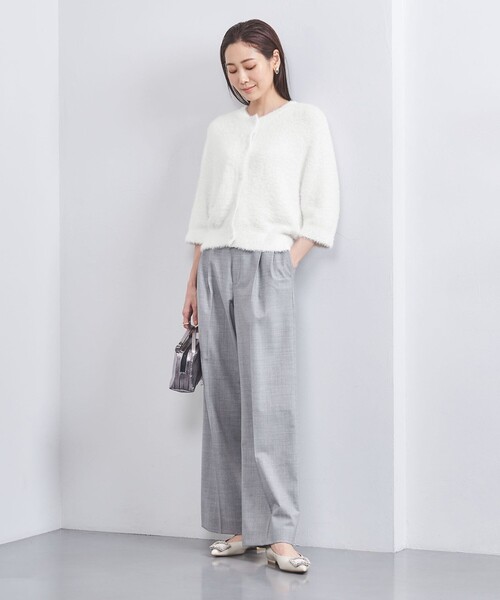 良品 UNITED ARROWS ユナイテッドアローズ リボンヤーン 2WAY ニットカーディガン 七分袖 プルオーバー ホワイト レディース 古着 中古 UNITED ARROWS - ユナイテッドアローズ リボンヤーン 2WAY