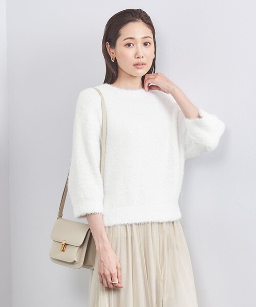 良品 UNITED ARROWS ユナイテッドアローズ リボンヤーン 2WAY ニットカーディガン 七分袖 プルオーバー ホワイト レディース 古着 中古 UNITED ARROWS - ユナイテッドアローズ リボンヤーン 2WAY