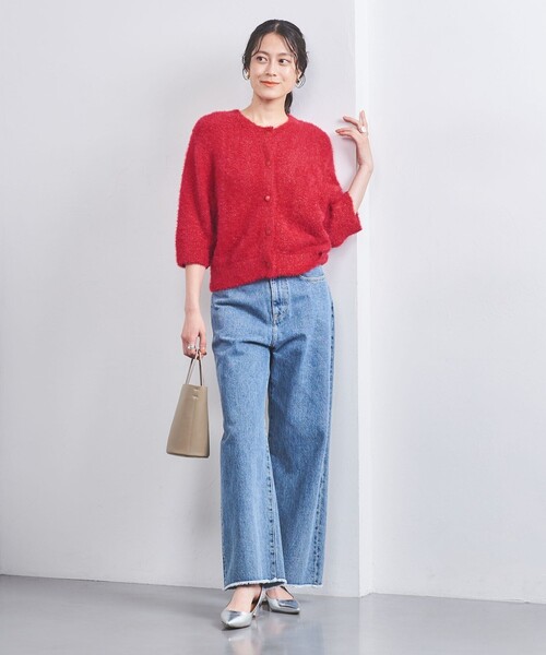 良品 UNITED ARROWS ユナイテッドアローズ リボンヤーン 2WAY ニットカーディガン 七分袖 プルオーバー ホワイト レディース 古着 中古 UNITED ARROWS（ユナイテッドアローズ）の「リボンヤーン 2WAY