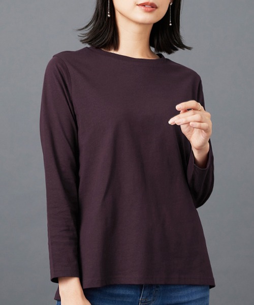 BELLUNA PLUS(ベルーナ)の「綿100%大人顔サマ見えプルオーバー(Tシャツ/カットソー・レディース・オフホワイト/ブルー/ブラック/ワイン/ベージュ/チャコール/ライム・MEDIUM/LARGE/X-LARGE)」の7枚目の写真