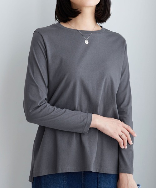 BELLUNA PLUS(ベルーナ)の「綿100%大人顔サマ見えプルオーバー(Tシャツ/カットソー・レディース・オフホワイト/ブルー/ブラック/ワイン/ベージュ/チャコール/ライム・MEDIUM/LARGE/X-LARGE)」の12枚目の写真