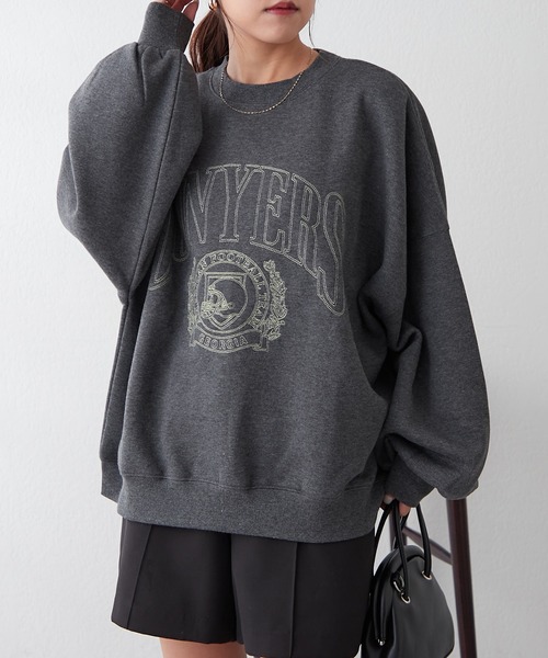 Remind me and forever（リマインドミーアンドフォーエバー）の「【毎年大人気】白抜きカレッジプルオーバー（スウェット・レディース・チャコールグレー/ネイビー/グリーン/ボルドー/オートミール・FREE）」の18枚目の写真