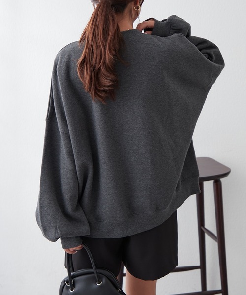 Remind me and forever（リマインドミーアンドフォーエバー）の「【毎年大人気】白抜きカレッジプルオーバー（スウェット・レディース・チャコールグレー/ネイビー/グリーン/ボルドー/オートミール・FREE）」の10枚目の写真