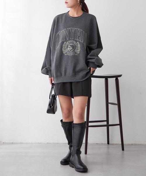 Remind me and forever（リマインドミーアンドフォーエバー）の「【毎年大人気】白抜きカレッジプルオーバー（スウェット・レディース・チャコールグレー/ネイビー/グリーン/ボルドー/オートミール・FREE）」の11枚目の写真